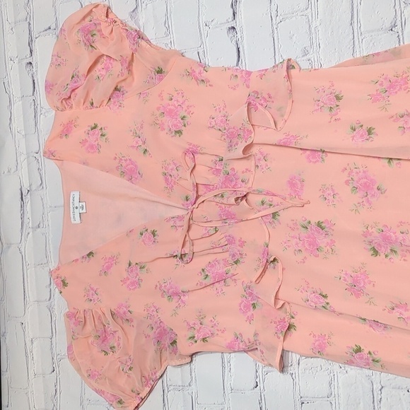 Loveshackfancy Target Womens Dress Pink Floral Barbie Prairie Fleur Midi Size 14 - Picture 3 of 16